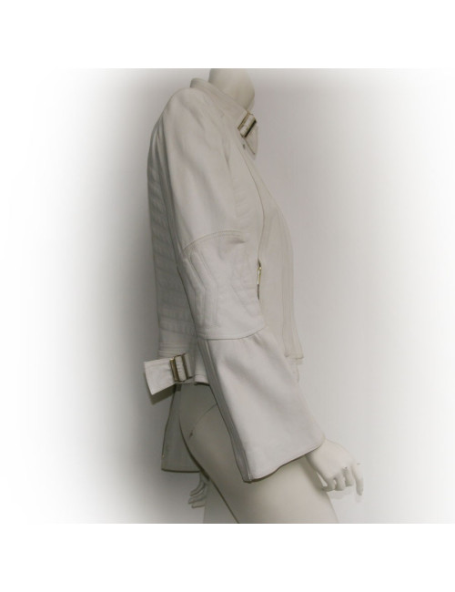 Veste biker GUCCI en cuir blanc