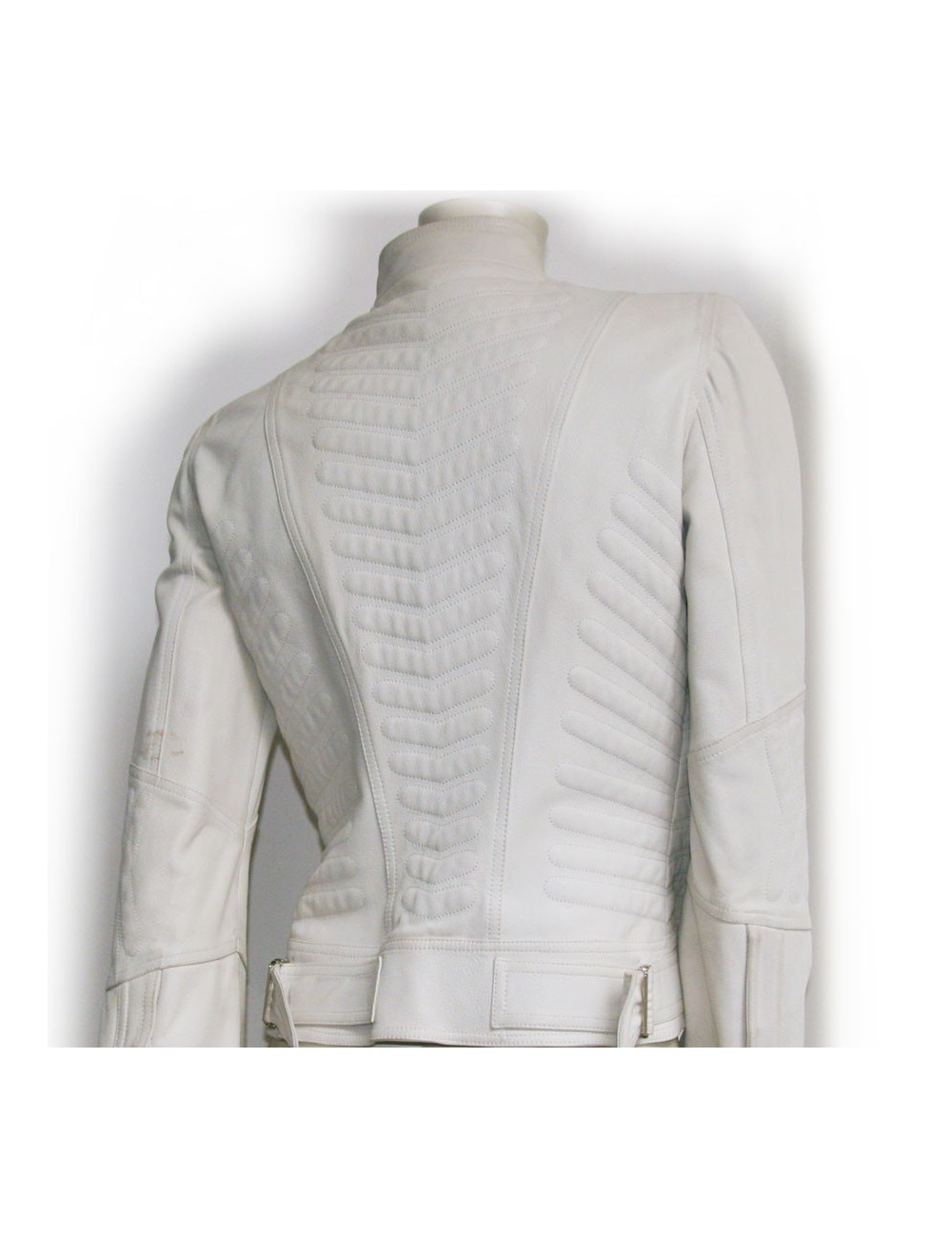 Veste biker GUCCI en cuir blanc