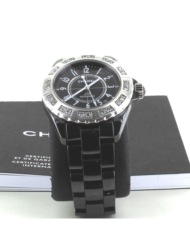 Montre J12  CHANEL ceramique noire et diamants