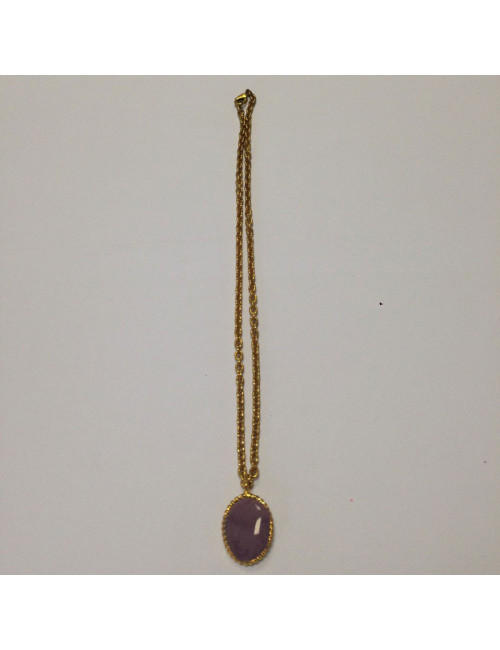 Collier Marguerite de Valois cabochon mauve