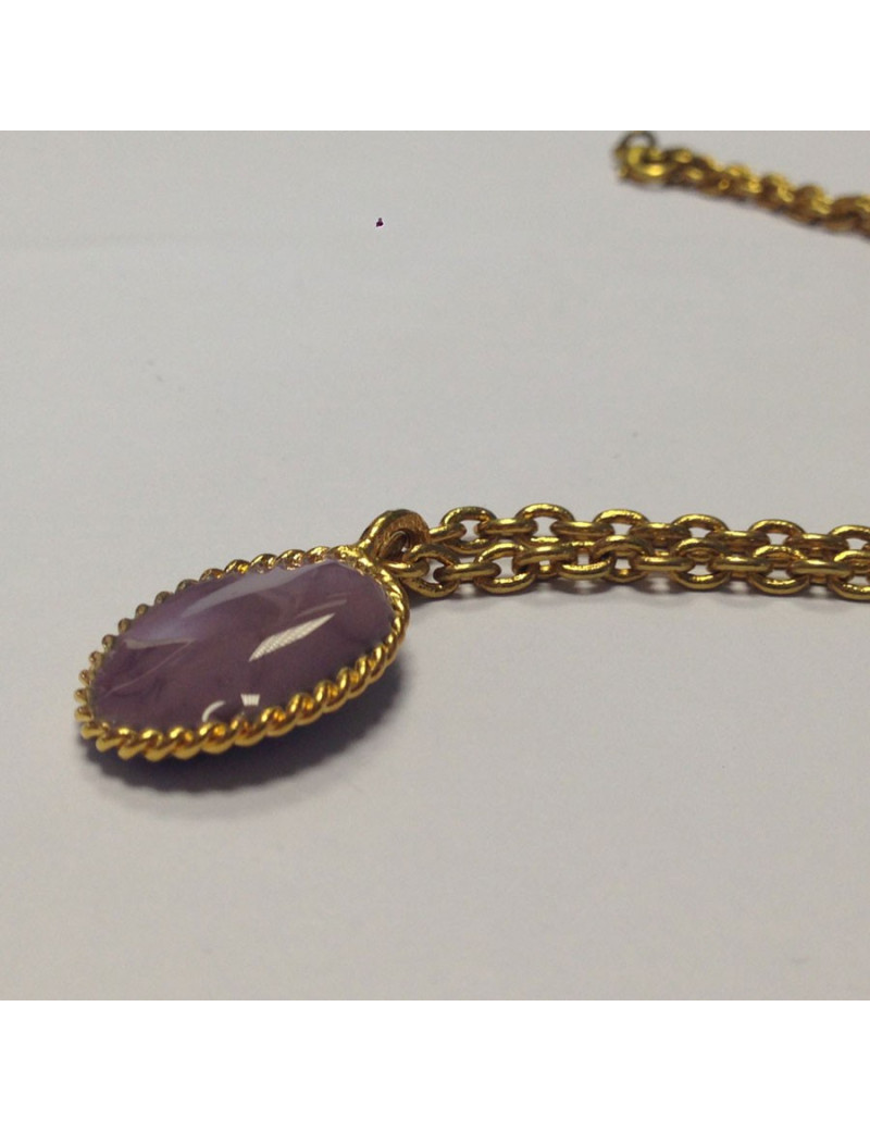 Collier Marguerite de Valois cabochon parme