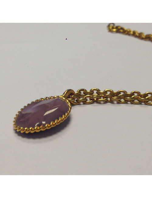 Collier Marguerite de Valois cabochon parme