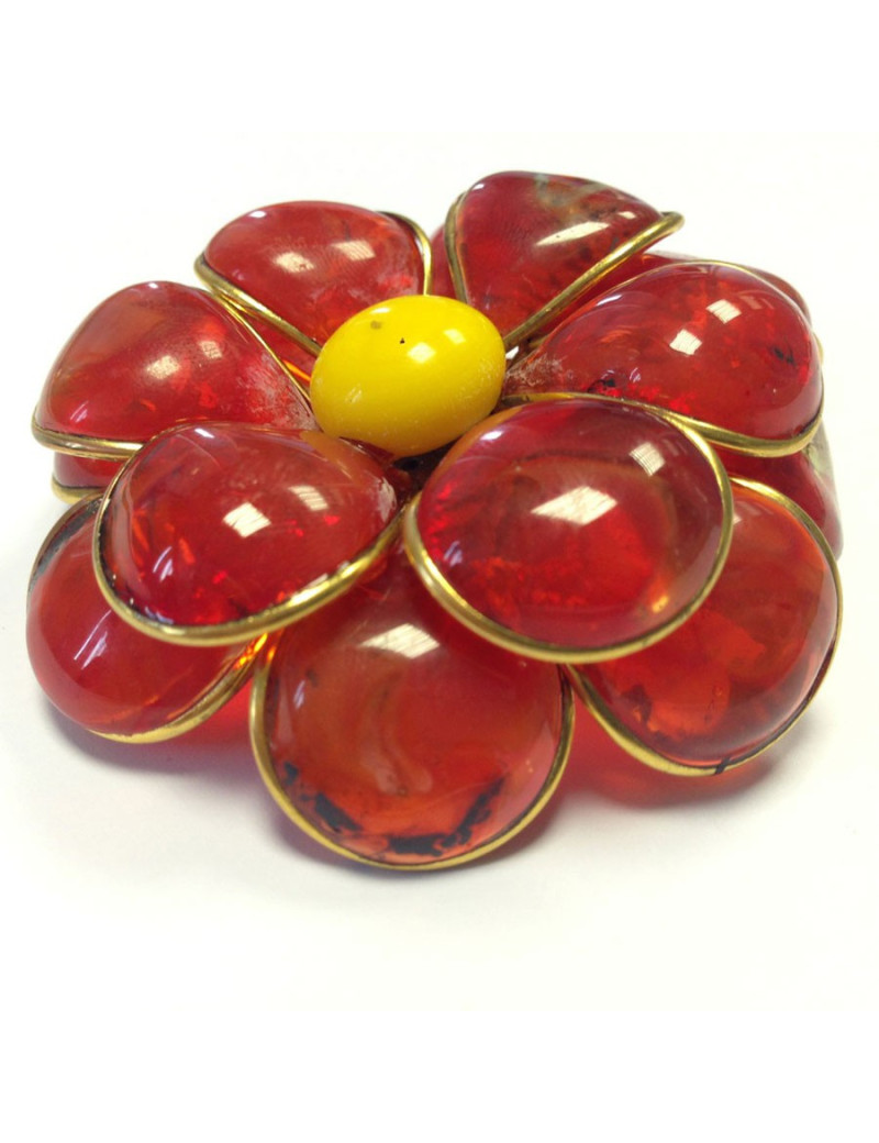 Broche Marguerite de Valois en pâte de verre 