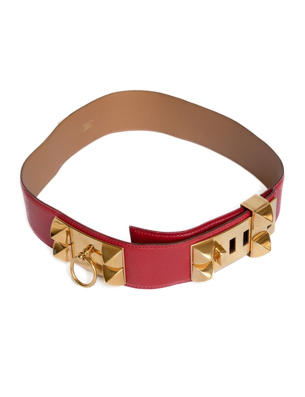 Ceinture Médor HERMES T74 rouge casaque