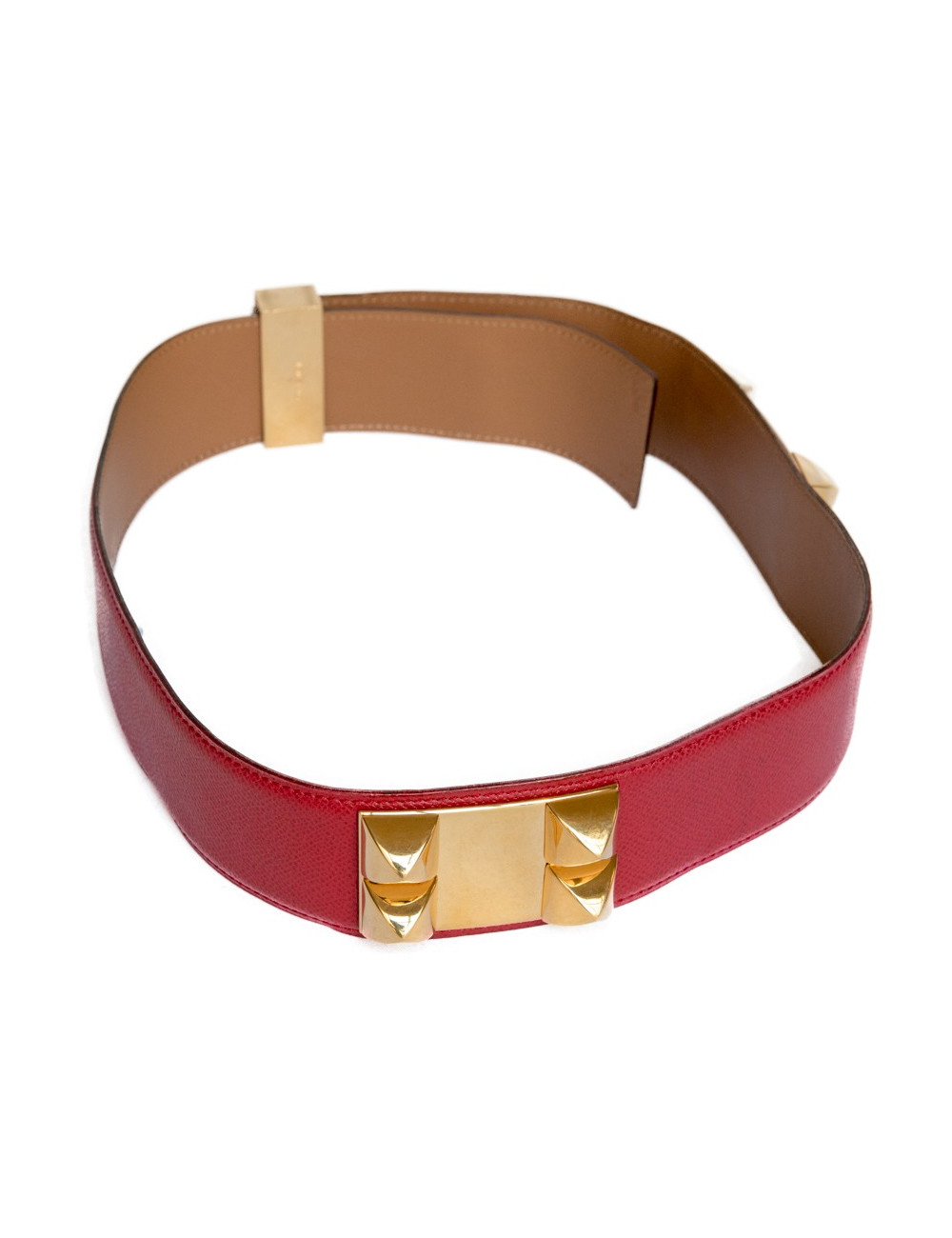 Ceinture Médor HERMES T74 rouge casaque