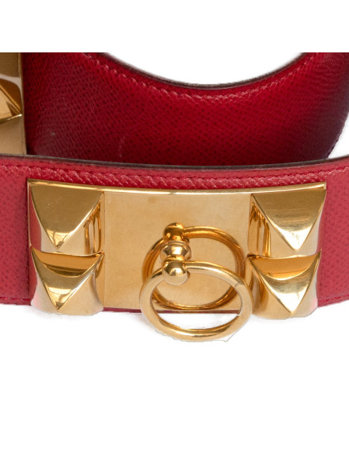 Ceinture Médor HERMES T74 rouge casaque