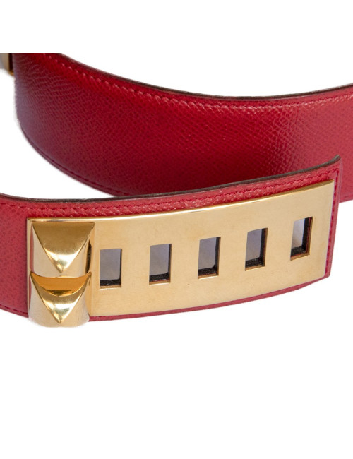 Ceinture Médor HERMES T74 rouge casaque
