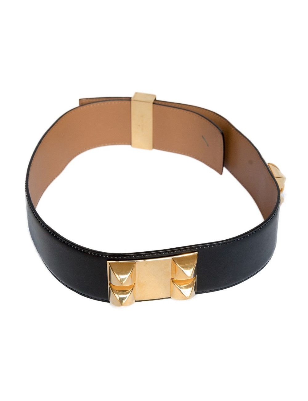 Ceinture Médor HERMES cuir box noir t65