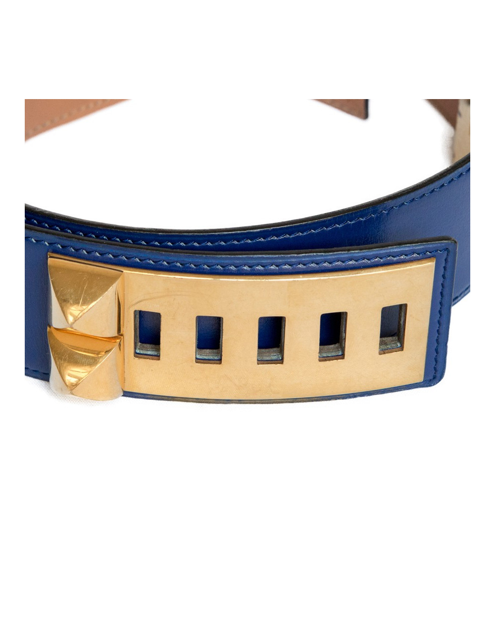 Ceinture Médor HERMES cuir bleu