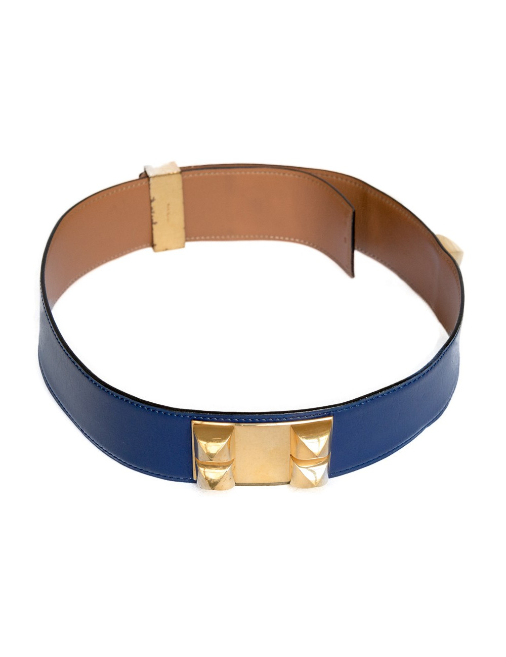 Ceinture Médor HERMES cuir bleu