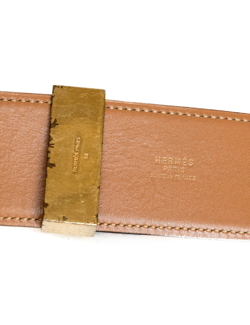 Ceinture Médor HERMES cuir bleu encre t 70