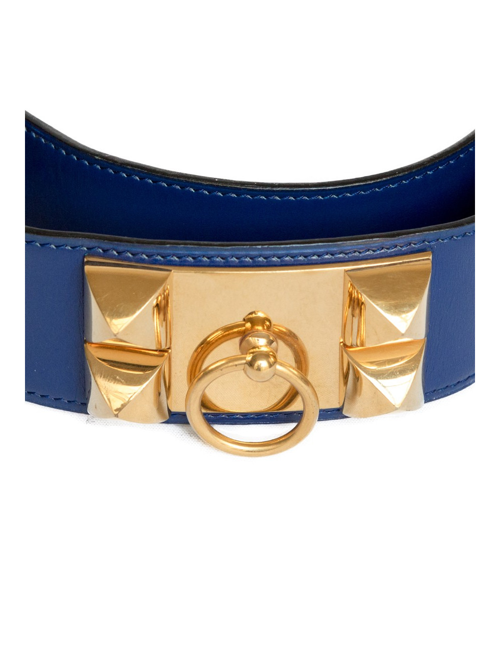 Ceinture Médor HERMES cuir bleu encre t 70