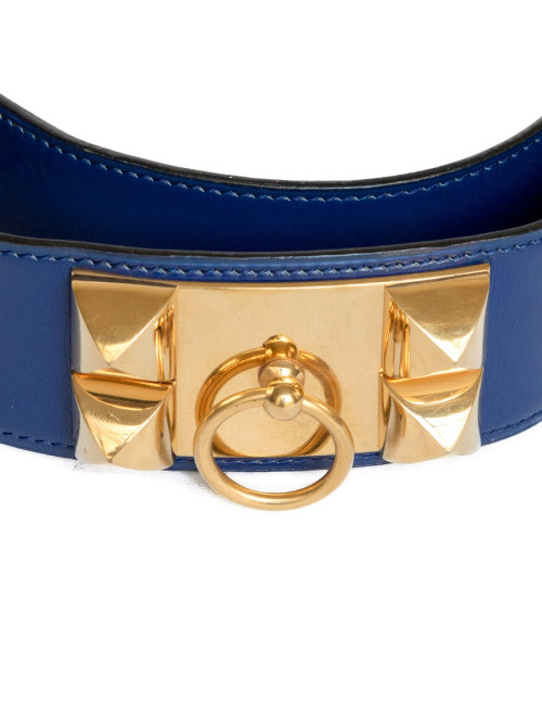 Ceinture Médor HERMES cuir bleu