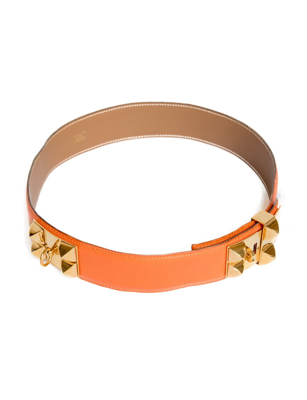 Ceinture Médor HERMES cuir swift orange H