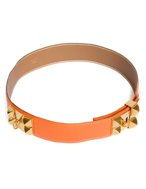 Ceinture Médor HERMES cuir swift orange H