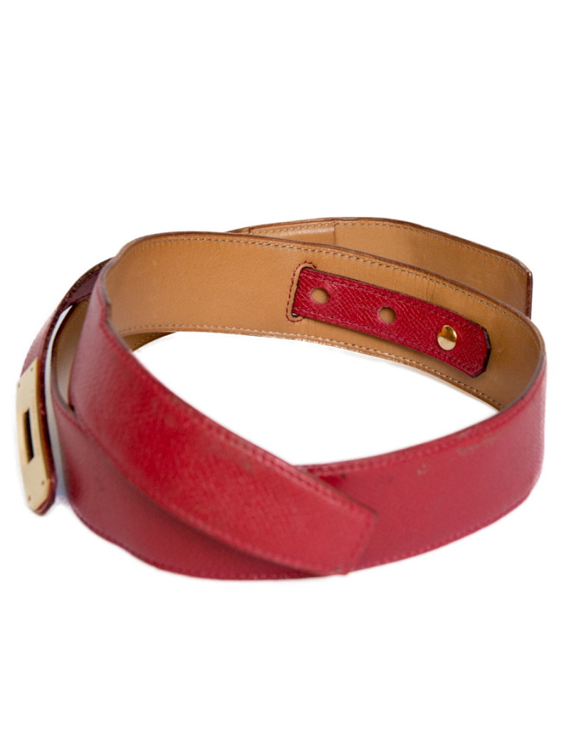 Ceinture Kelly HERMÈS cuir courchevel framboise t 70