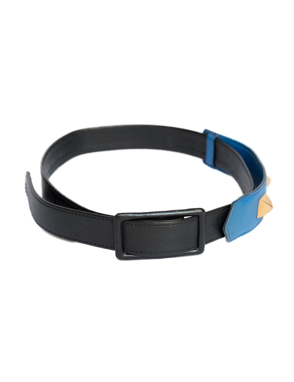 Ceinture  HERMES bicolore noire et bleue