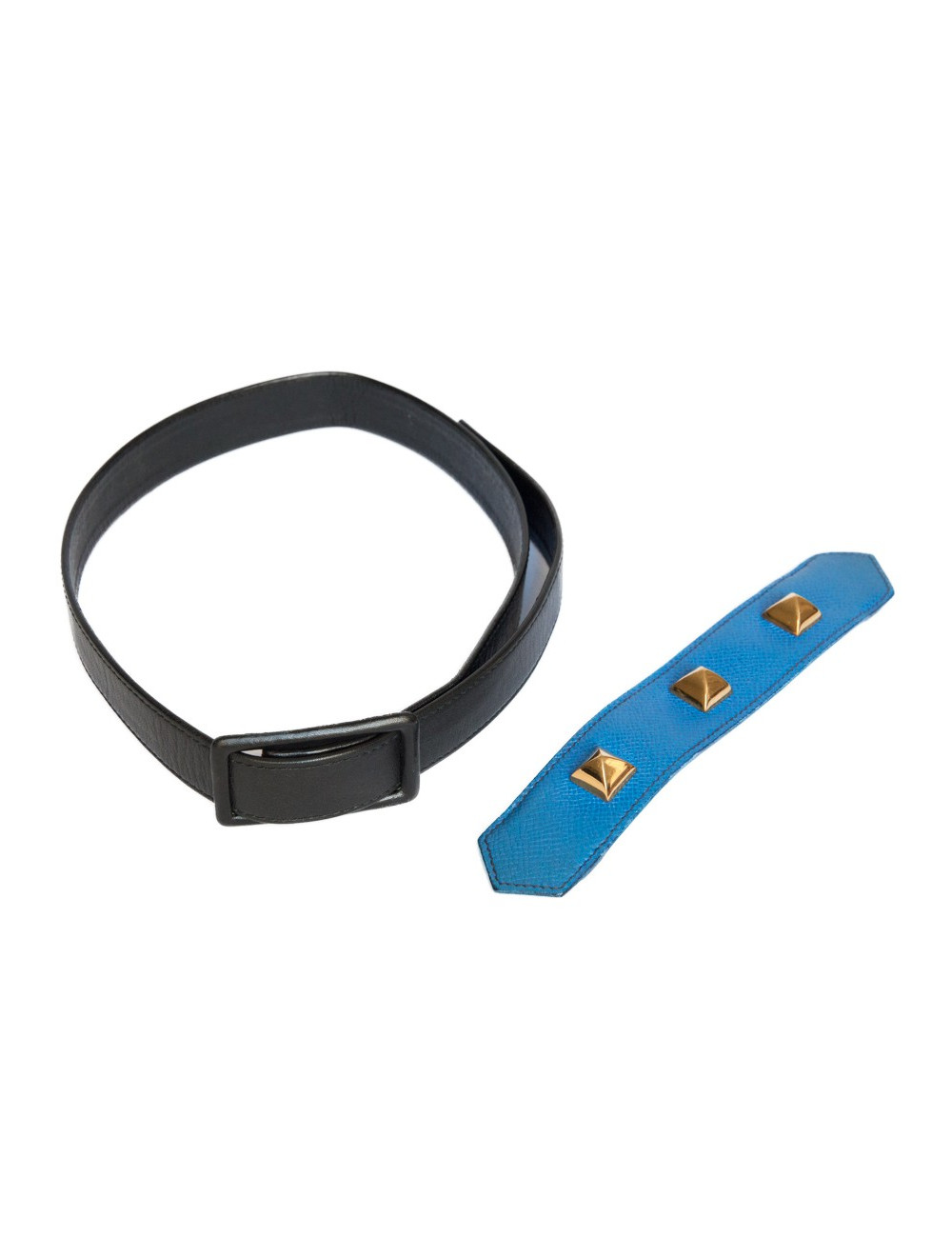 Ceinture  HERMES bicolore noire et bleue