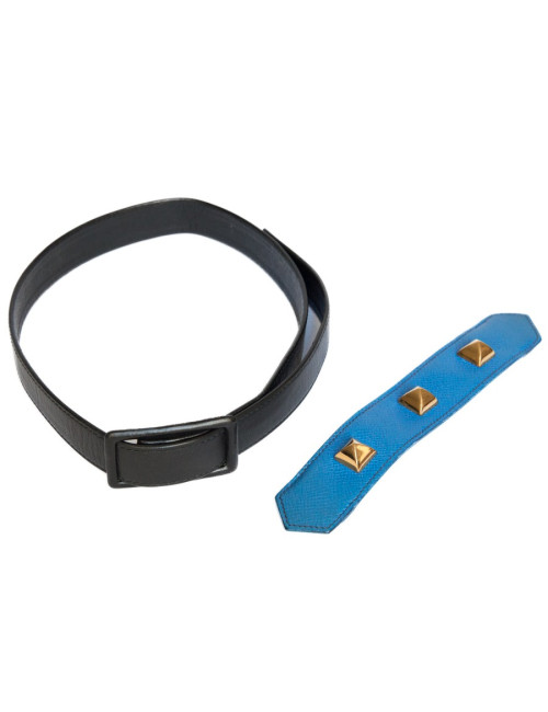 Ceinture  HERMES bicolore noire et bleue