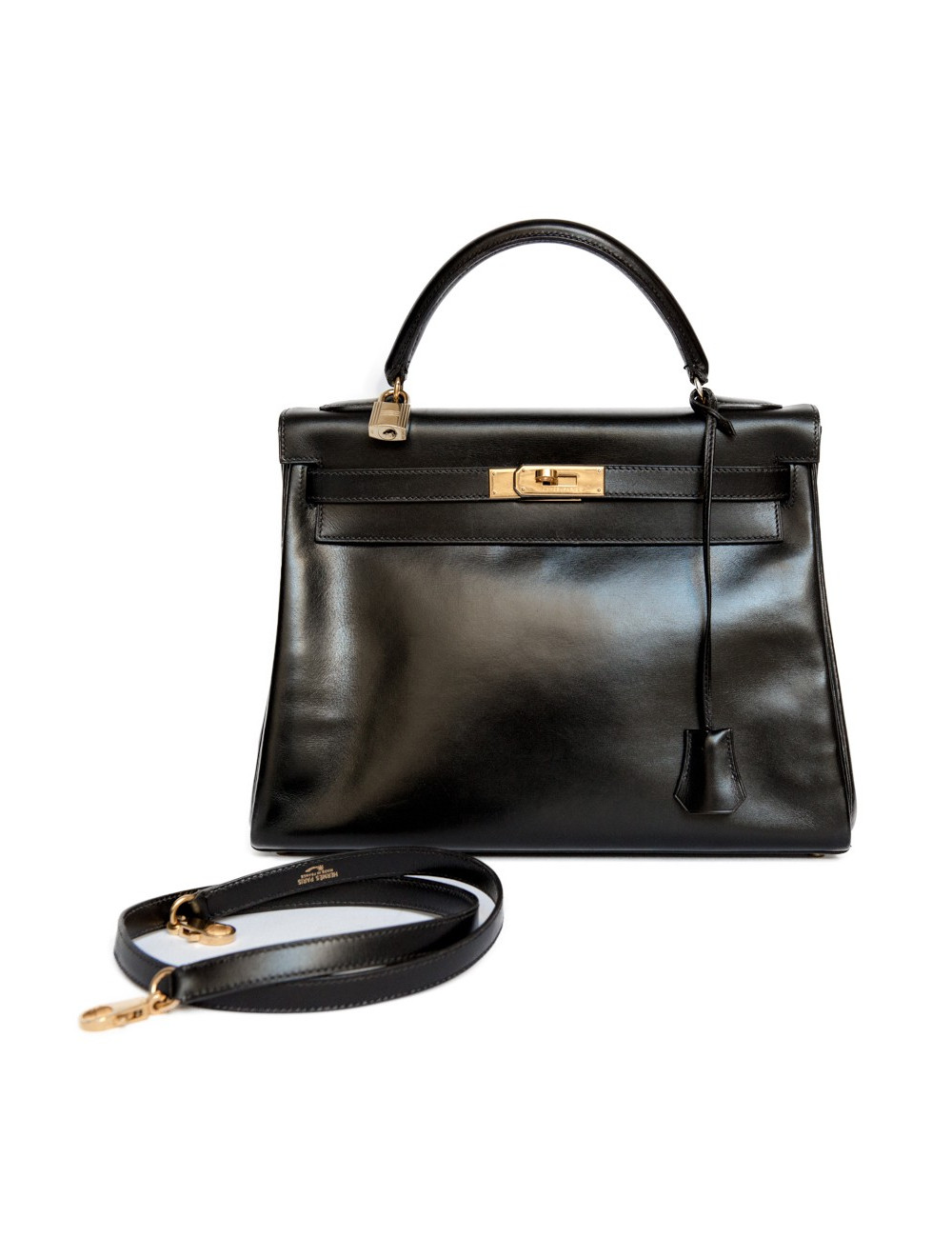 Sac Kelly 32 HERMES cuir box noir