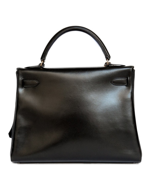 Sac Kelly 32 HERMES cuir box noir