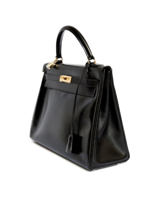 Sac Kelly 32 HERMES cuir box noir