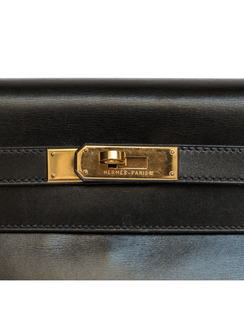 Sac Kelly 32 HERMES cuir box noir