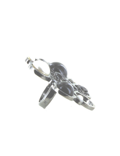 Bague CHANEL T 54 perles  ruthénuim