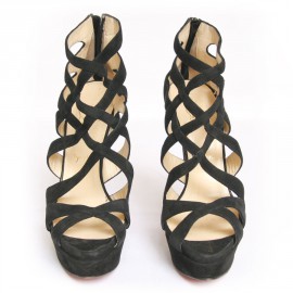 High Sandals LOUBOUTIN T 39.5 Black Suede