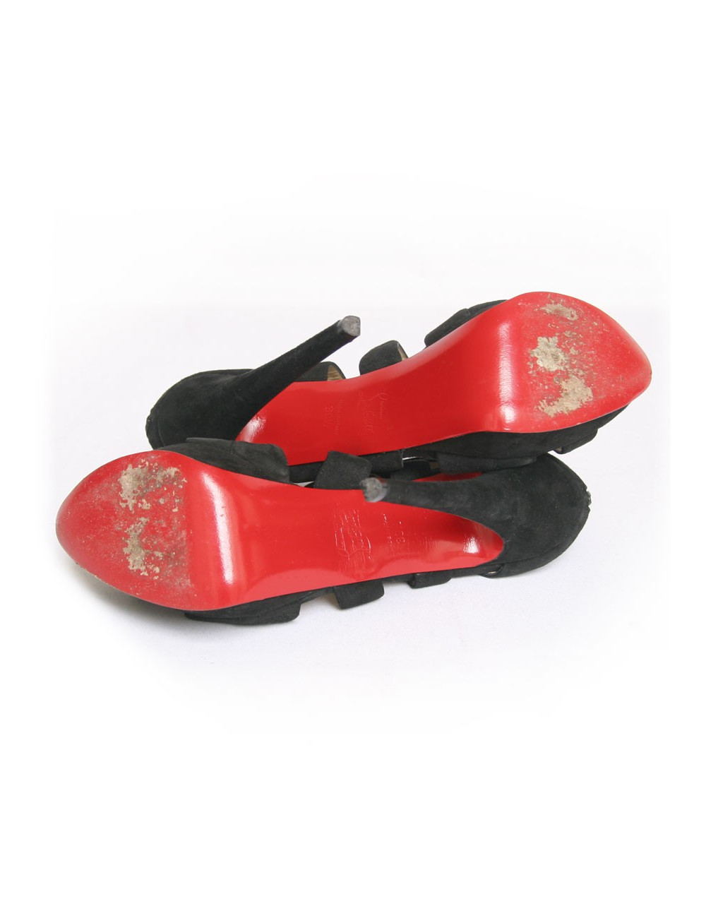 Sandales hautes LOUBOUTIN T 39.5 veau velours noir