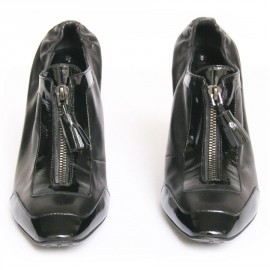 Low boots à talons CELINE T40 cuir noir et vernis