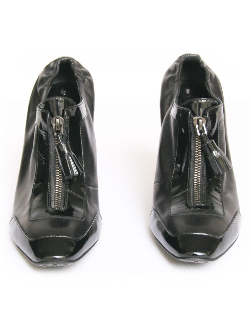 Low boots à talons CELINE T40 cuir noir et vernis