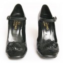 VALENTINO t 39.5 black leather and python pumps