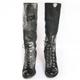 Boots CHANEL t 39.5 goat black and silver