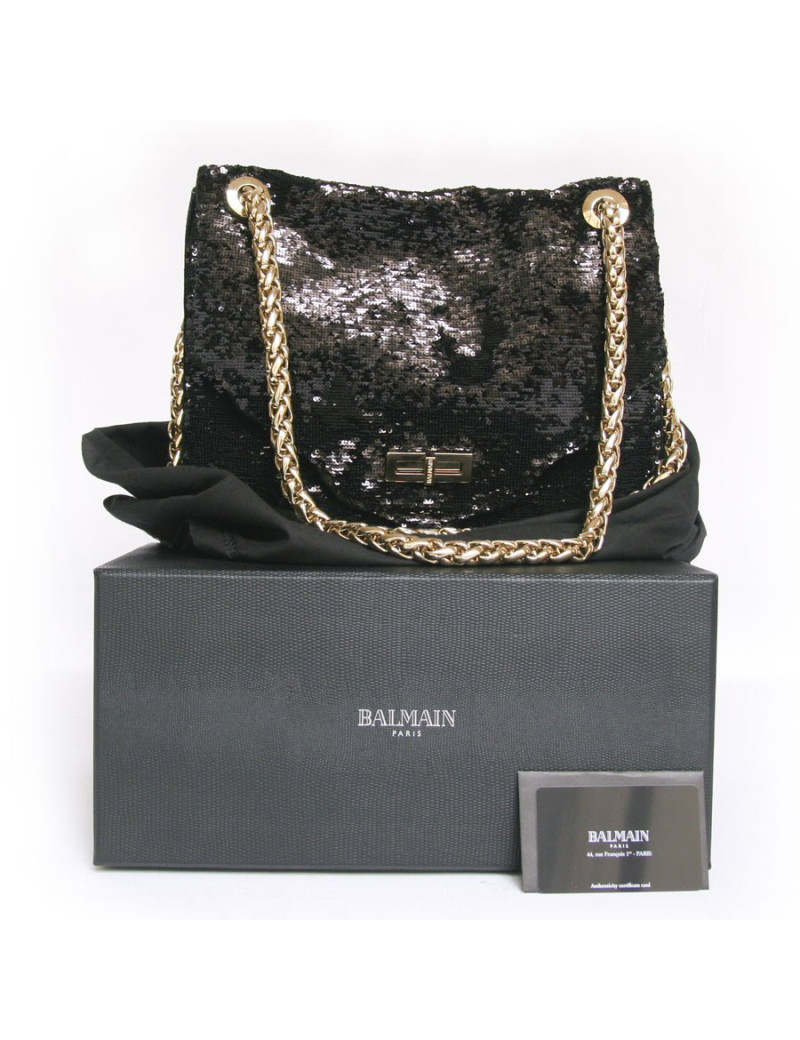 Sac Balmain paillettes noir 