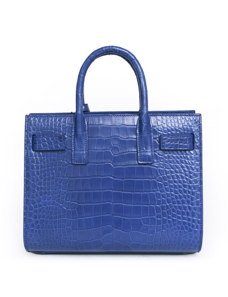 Sac de jour baby  YVES SAINT LAURENT  croco bleu roi