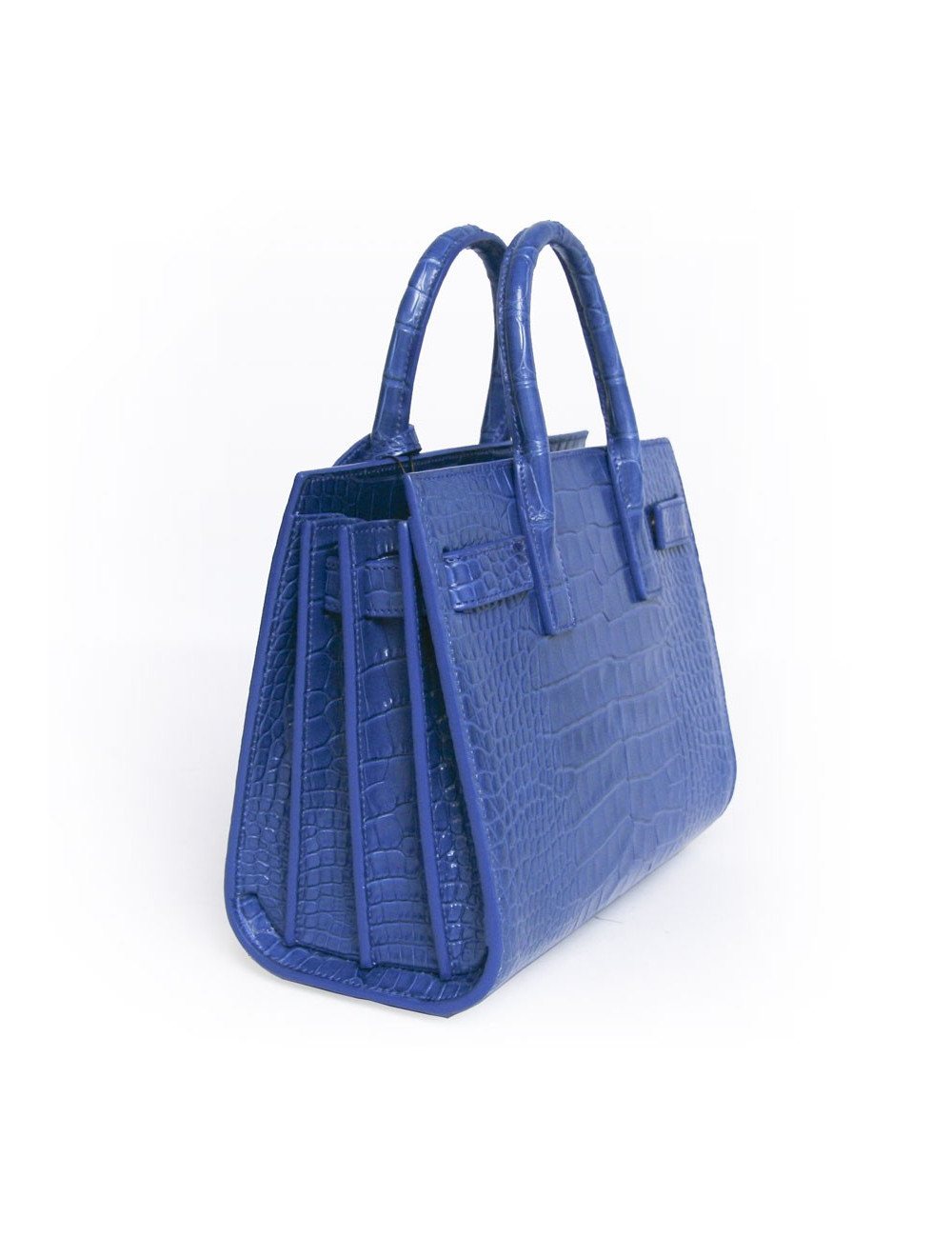 Sac de jour baby YVES SAINT LAURENT croco bleu roi