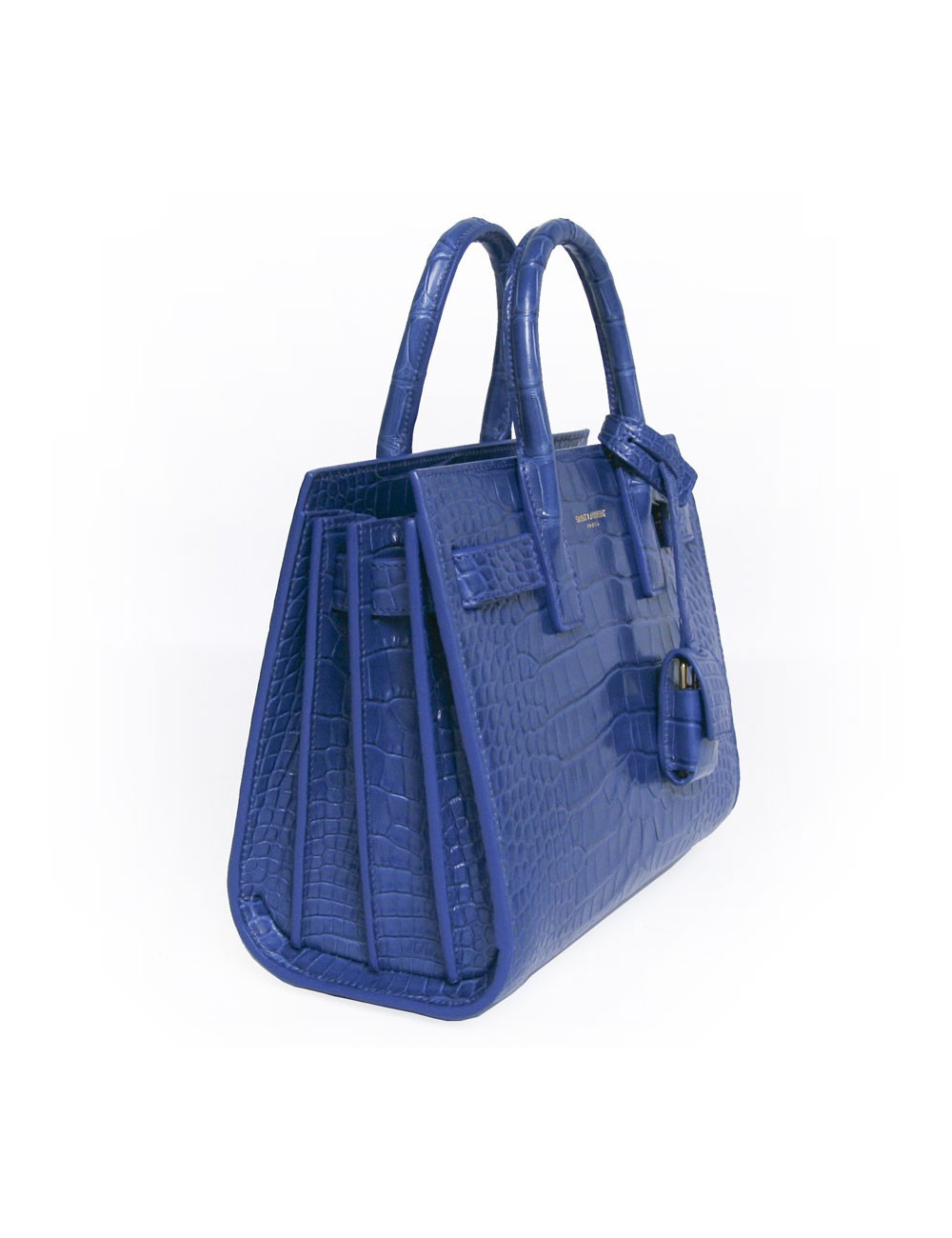 Sac de jour baby YVES SAINT LAURENT croco bleu roi