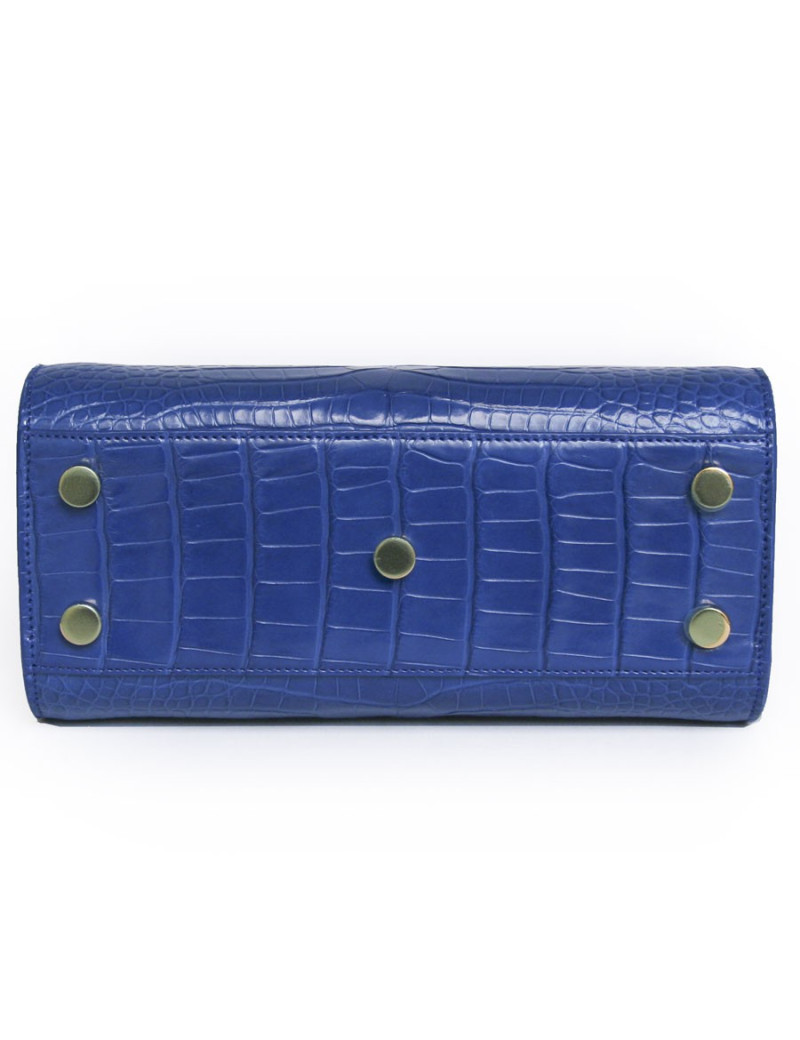 Sac de jour baby  YVES SAINT LAURENT  croco bleu roi