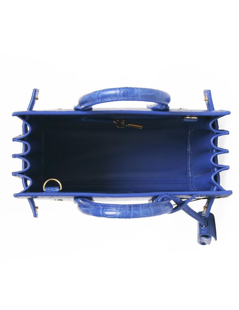 Sac de jour baby YVES SAINT LAURENT croco bleu roi