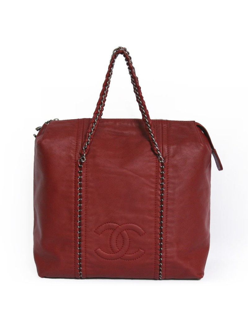 Sac CHANEL cuir  d'agneau bordeaux 