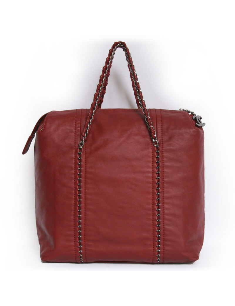 Sac CHANEL cuir  d'agneau bordeaux 