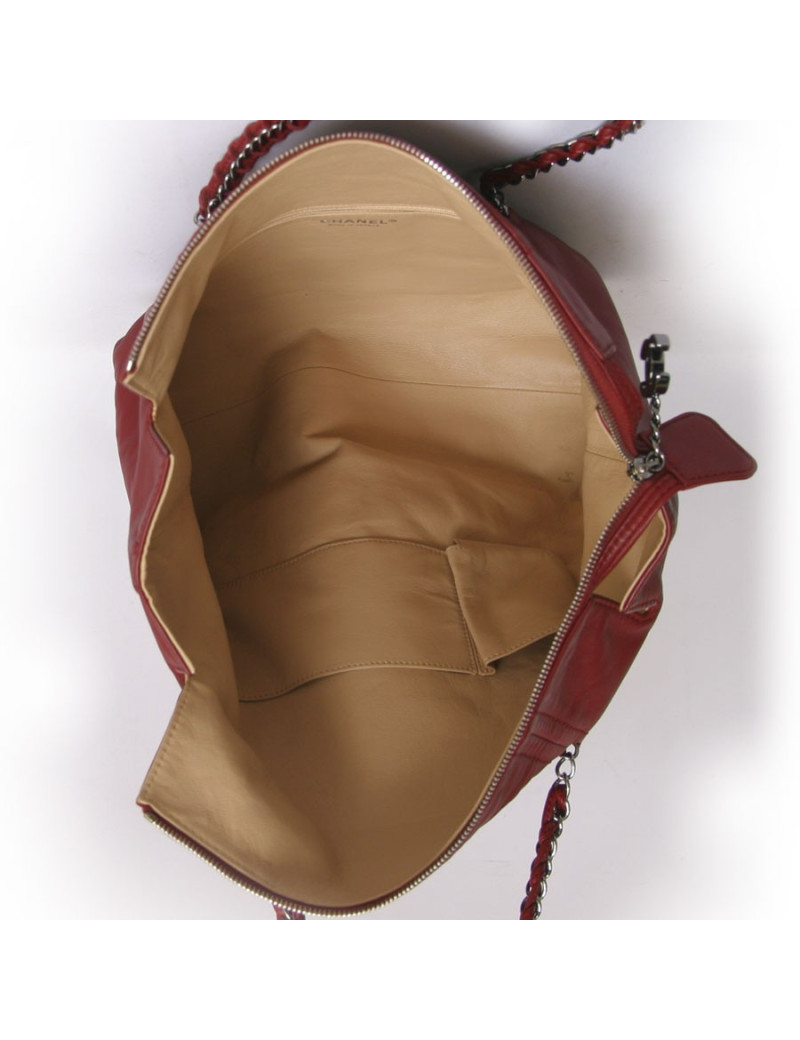 Sac CHANEL cuir  d'agneau bordeaux 