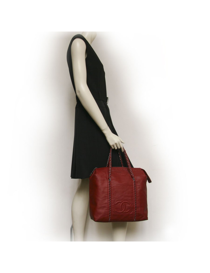 Sac CHANEL cuir d'agneau bordeaux 