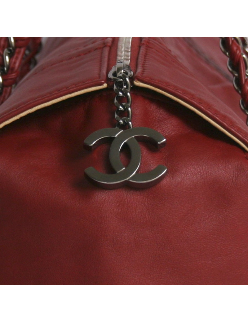 Sac CHANEL cuir d'agneau bordeaux 