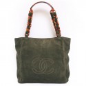 CHANEL green suede bag