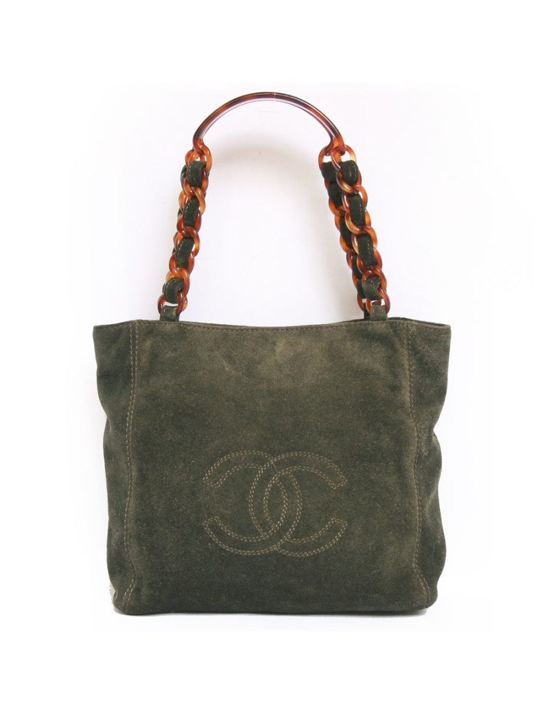 Sac  CHANEL daim vert sapin