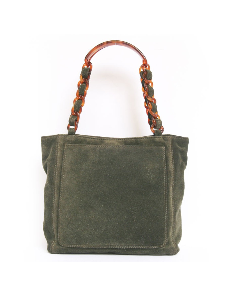 Sac CHANEL daim vert sapin