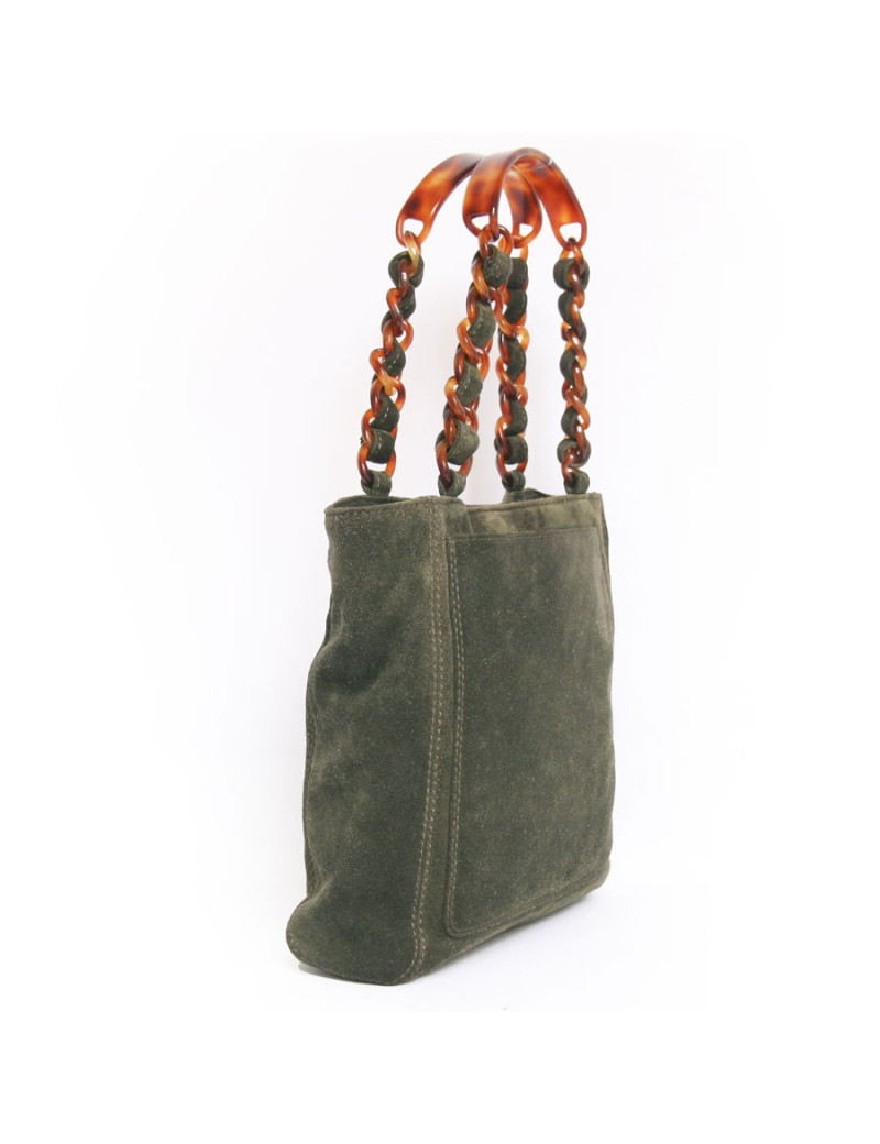 Sac  CHANEL daim vert sapin