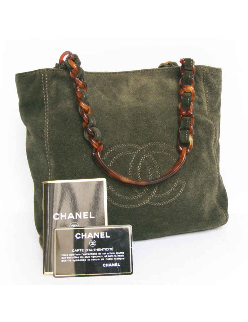 Sac  CHANEL daim vert sapin